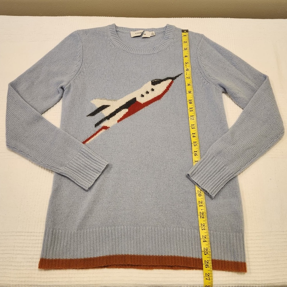 Coach 1941 Powder Blue Intarsia Sweater M 100% Cashmere Rare HTF Runway - Picture 10 of 14
